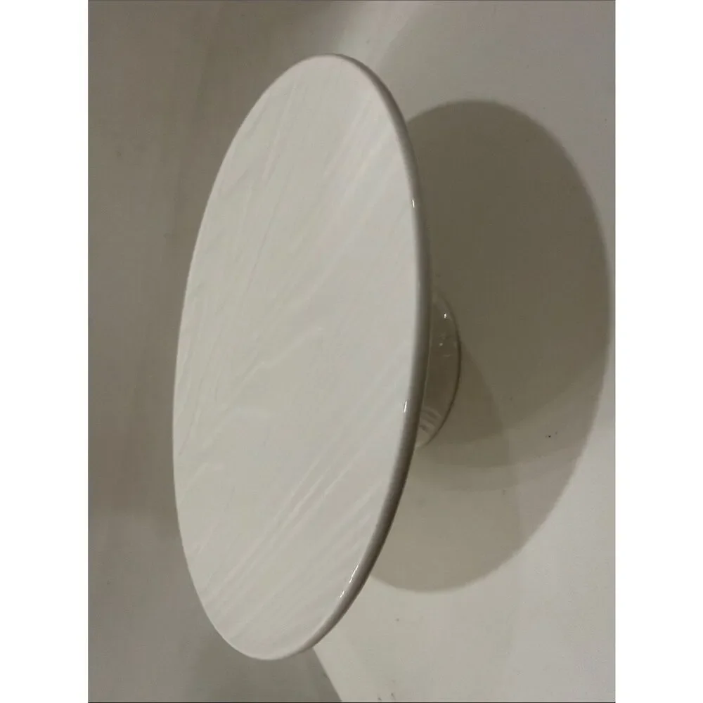 Roscher Classic White Textured Porcelain Ceramic Cake Pedestal Serving Platter